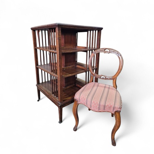 Antique oak revolving bookcase - revolving,