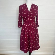 Emily & Fin Burgundy Printed Midi Dress (UK 10)