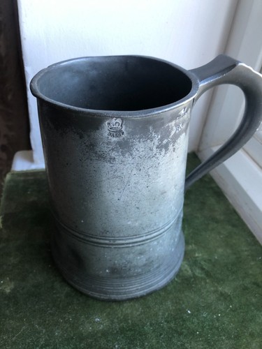 Antique pewter tankard 19th - antique,