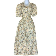 80s 'Laura Ashley' White Blue