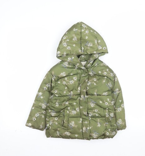 Zara girls green floral hooded - zara,