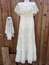 Vintage Lorrie Deb San Francisco Lace Wedding Dress W/ Headpiece Juliet Veil ?