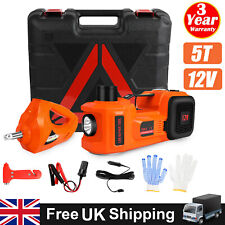 Electric Hydraulic Car Floor Jack 5 Ton 12V w/ Impact Wrench &Tire Inflator Pump