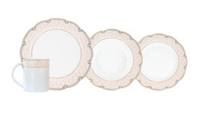 Imperial "Sandra" Blush Pink /Gold  Porcelain Dinner Set  w/ Mugs for 4 person
