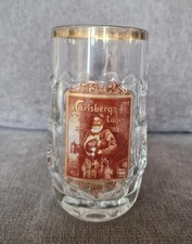 VINTAGE CARLSBERG LAGER BEER GLASS TANKARD GOLD RIM PUB BAR COLLECTIBLE