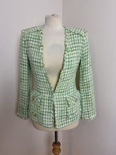 Zara Green White Tweed Blazer
