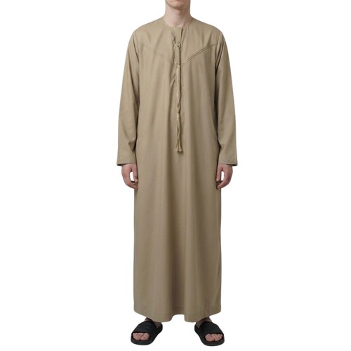 Men beige tassel thobe - tassel,