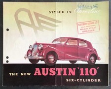 AUSTIN 110 SHEERLINE & 120 PRINCESS Car Sales Brochure c1947 #296/E