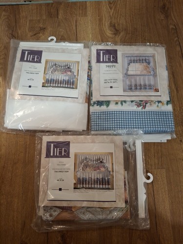 Vtg curtain tiers swag - ,