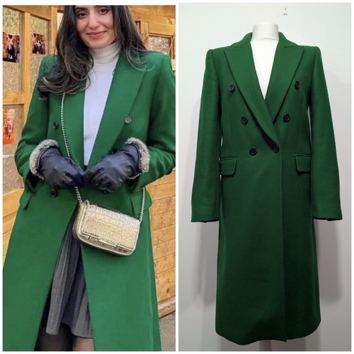 Zara moss green manteco wool - green,