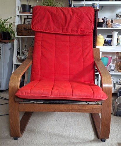 Poang chair red cloth - in,