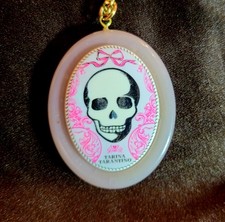 Tarina Tarantino Skull Pendant Necklace Signed Chain Gothic EXCELLENT COND!