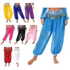 Womens Belly Dance Trousers Bloomers Lantern Pants Bollywood India Dance Costume