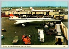 Airplane Postcard British Airways Concorde At Heathrow Airport Skilton Card FO4