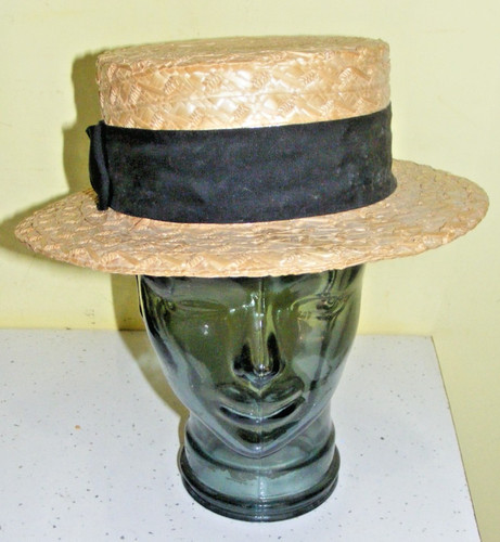 Vintage straw boater hat dunn - straw,