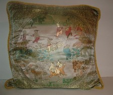 Vintage China Gold Skill Embroidery 16 X 16inch 