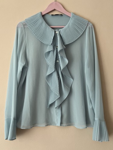 Sheer blue zara blouse size - zara, (size