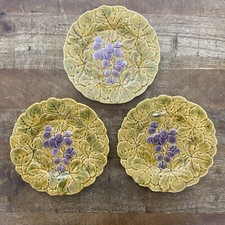 3 Antique Majolica PV France French Majolica Plates Grapes and Leaves