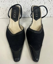 Gucci Black Leather Slingback