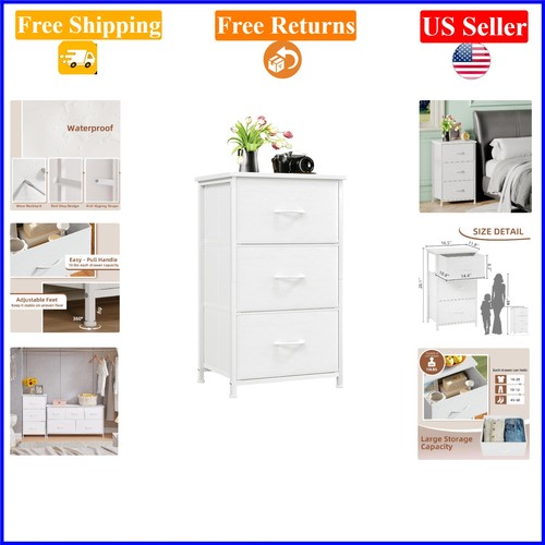 White leather drawer dresser - 3-drawer,