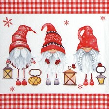 4x Single Paper Napkins for Decoupage and Party - Scandinavian Gnomes