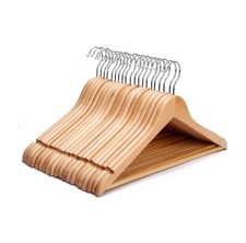 Wooden Coat Hangers Suit Garments Clothes Wood Hanger Trouser BAR Set
