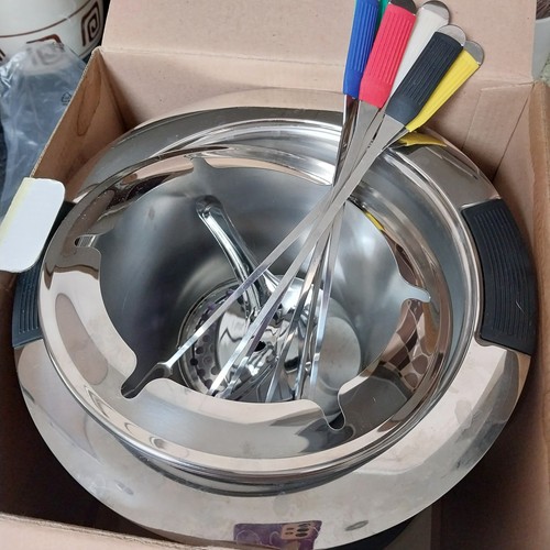 Stainless steel fondue set - steel,