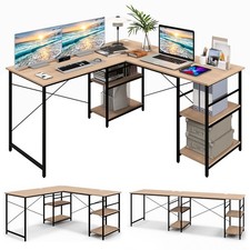 95 Inch Wooden Industrial Corner Desk Long Office Desk for 2 Person