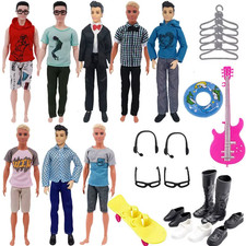 30Pcs/Set Ken Doll Clothes Freeshipping Glasses Shoes Hangers Guitar Skateboard 
