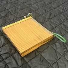 Vintage Guillotine Paper Cutter 10" x 10" RHS No. 10 Spring Loaded Wood Base