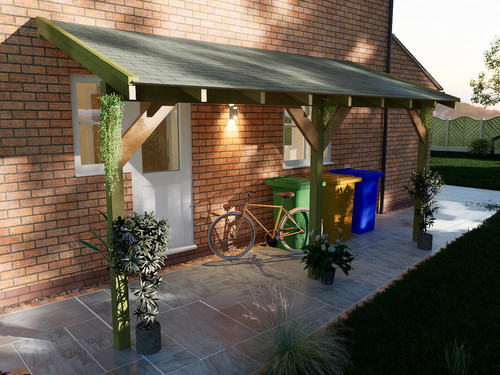 Wooden lean gazebo shelter - wooden,