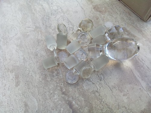 Vintage glass bottle stoppers - glass,