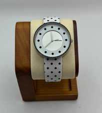 Lambretta Cielo Ladies' Watch – White & Black Polka Dot Genuine Leather Strap –