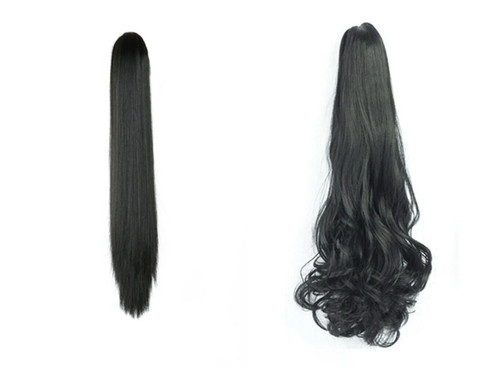 Real black clip hair - black,