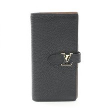 LOUIS VUITTON LV vertical wallet M81330 Taurillon Leather Black used women