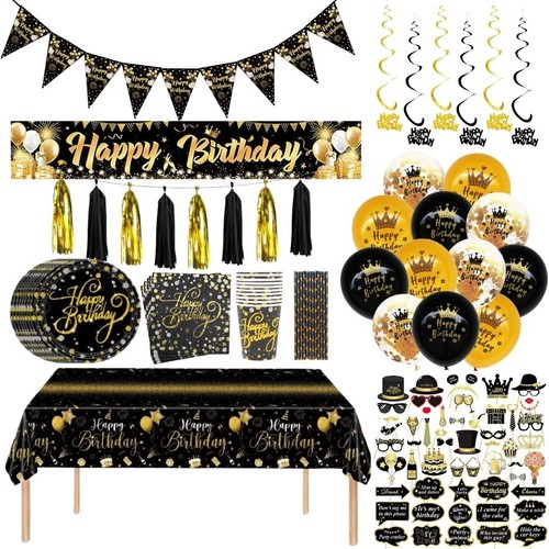 Black and gold birthday party - black,