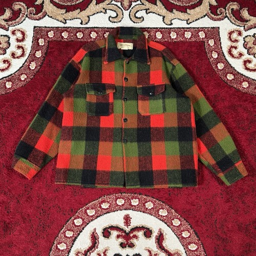 Vintage 60s melton wool plaid - wool,