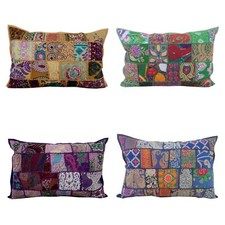 Indian Handmade Cushion Traditional Boho Vintage Patchwork Pillow Cover 40x60cm
