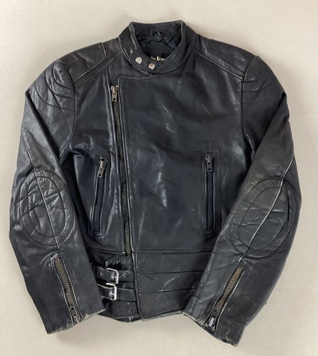 Vintage leather biker jacket - leather,
