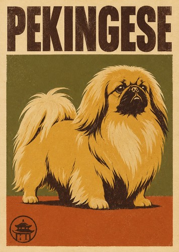 Pekingese dog print retro - pekingese,