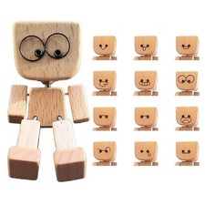 Wooden Figure Trembling Man for Car Dashboard and Desk with 12 Magne