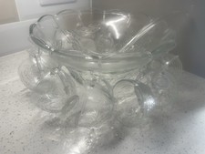 Vintage Glass Punch Bowl Set