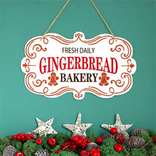 Gingerbread Bakery Metal Hanging Christmas Sign, Gingerbread Christmas Decor