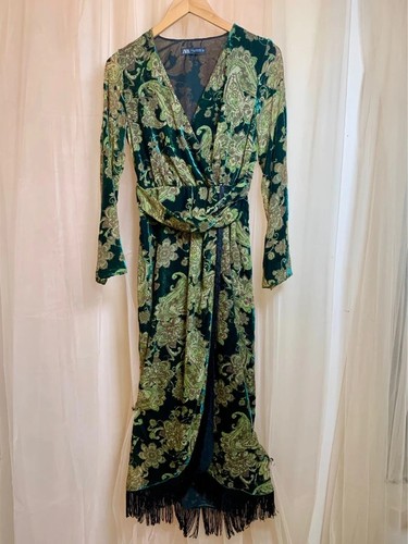 Zara green velvet burnout - green,