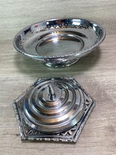 Silver Plated Serving Dish Bon Bon, Bowl Tray and butter dish with glass insert