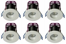 6 x Robus 'Ramada' Dimmable LED Downlights 3000K - 7W (White / Brushed Chrome)