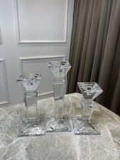 Set of 3 Large Glass Crystal