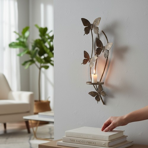 Butterfly candle holder gold - butterfly,