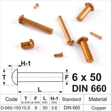 Solid Copper Round Pan Head Rivets DIN 660 M2 M2.5 M3 M4 M5 M6 Nut Hammer Rivet