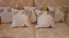 Laura Ashley Genuine Isadore Cushion Covers With Pads Truffle/Natural Silk x 5